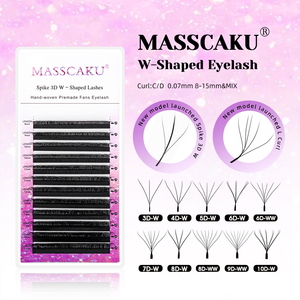 MASSCAKU 3D W Three-Core Triple Tips <strong>Eyelashes</strong> Mix Length Premium Fluffy Individual <strong>Eyelash</strong> <strong>Extensions</strong> - Product Image 2