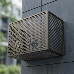 Grille de protection rectangulaire en aluminium perforé pour climatiseur mural, style industriel - Product Image 1