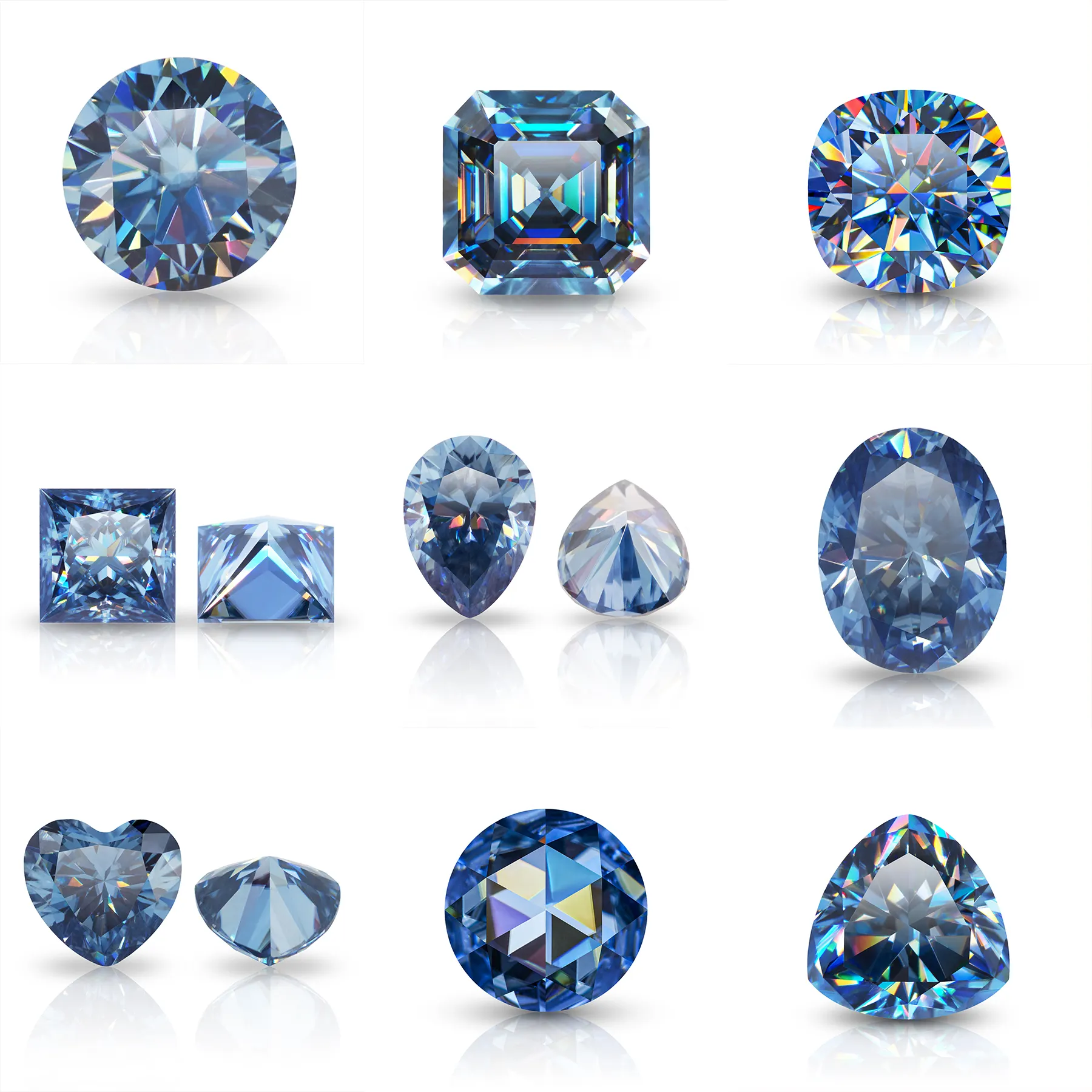 GIGAJEWE Moissanite Diamond Blue color round and fancy cut loose synthetic Moissanite Gemstone for Jewelry making