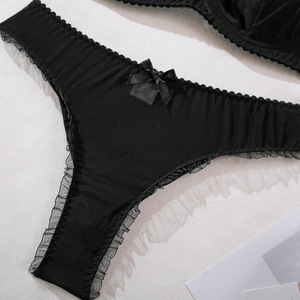 Conjunto de lencería sexy de malla transparente para mujer, conjunto de sujetador y bragas con volantes y lazo, conjuntos íntimos exóticos, Kit Onlyfans - Product Image 6