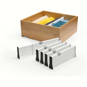 4 Pack Expandable Plastic PS+ABS Wardrobe <b>Drawer</b> Divider Clothing Organizer Detachable Design Five Layers Injection Neat Floor - Product Image 1