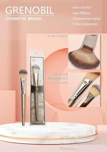 Brocha Cosmética para Base de Maquillaje, Pelo Sintético, Mango Metálico, Forma Redonda, Aplicación de Maquillaje - Product Image 3