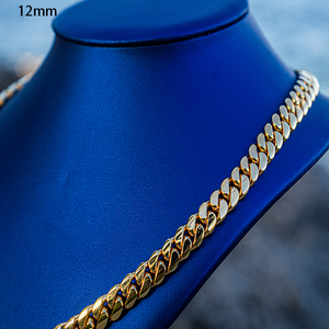 Wholesale High Quality 18k Gold Plating Custom 925 Silver Cuban Link Chain Hip Hop Jewelry 12mm Miami Cuban Chain Necklace - Product Image 4