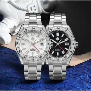 Reloj San Martin SN0130G de 42 mm para Hombre, NH34 GMT, Esfera de Nácar Natural, Fecha a las 3 Horas, Automático, Cristal de Zafiro, Luminoso Azul BGW-X1, Reloj de Vestir - Product Image 2