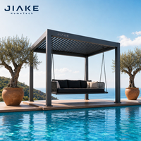 Jiake 6063-T5 Aluminium-Pergola mit Motorisiertem Lamellendach für Infinity-Pool, Garten, Terrasse, Pavillon und Wohnbereich