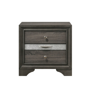2 <b>Drawer</b> Nightstand With Jewelry <b>Drawer</b> Gray <b>Storage</b> Cabinet Bedroom Furniture - Product Image 1