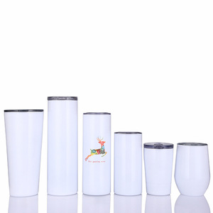 Sublimación en blanco 12 20 Oz Copas de vino sin tallo Copas de vino de acero inoxidable Copa de vino térmica de doble pared Botella de agua - Product Image 2