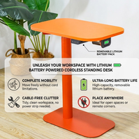 Table d'appoint mobile pour ordinateur portable, réglable en hauteur, alimentée par batterie, table de chevet pour ordinateur, bureaux électroniques assis-debout avec roulettes cachées