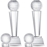 Trophée de golf personnalisable en cristal K9 avec gravure, support de présentation de balle, boîte cadeau pour reconnaissance de l'excellence, personnalisé