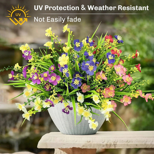 Flores colgantes artificiales realistas, plantas falsas resistentes a los rayos UV, decoración impermeable para jardín al aire libre, patio, balcón - Product Image 4