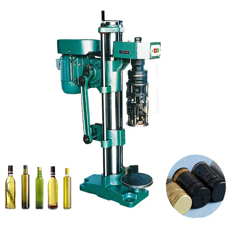 manual semi Automatic glass olive oil wine water aluminium bottle cap lid screw sealer sealing capping machine