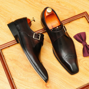 Zapatos Formales de Negocios de Cuero Genuino Italiano para Hombre, Zapatos Monk con Hebilla, Zapatos de Caballero con Hebilla de Caballo - Product Image 4