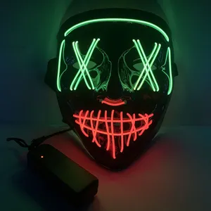 Hot Sale Halloween Scary Horror DJ Purge Party Masks El Wire Led Rave Helmet Cosplay Prop Bar Masquerade Neon Masks