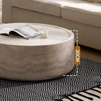 Table basse ronde de luxe moderne en travertin blanc super fin, marbre d'Italie, meubles pour salon