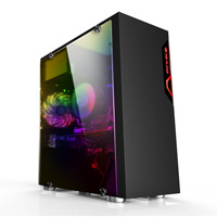 Boîtier d'ordinateur de bureau de jeu élégant en fonte intégrée ATX avec côtés entièrement transparents, boîtier d'ordinateur ATX, produit en stock