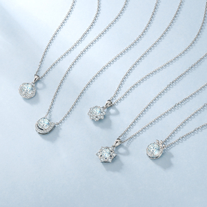 Colar Choker de Prata Esterlina 925 com Pingente Halo de <span class=keywords><strong>Moissanite</strong></span> VVS1 GRA, Diamante de Laboratório <span class=keywords><strong>Moissanite</strong></span> 2ct 1ct, Joia Feminina - Product Image 6