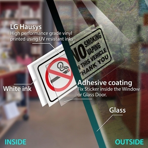 Pegatina de Vinilo Resistente a la Intemperie con Advertencia de No Fumar para Vehículos, Etiqueta de Seguridad Interior para Taxi, Autobús o Coche, con Diseño de Texto y Tamaño Personalizados - Product Image 3