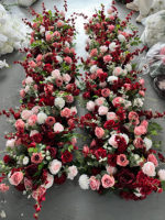 Boule de fleurs artificielles en soie rose bordeaux, pompon floral pour centre de table de mariage, décoration de toile de fond pour fête de mariage d'automne