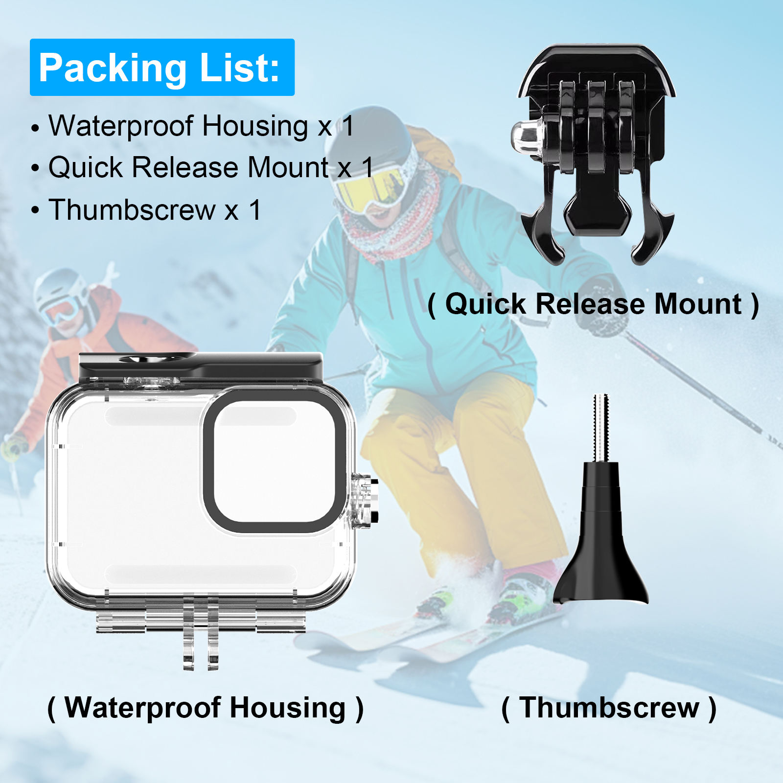 Hongdak 60M Waterproof Housing Case for Gopro Hero 13 12 11 10 9 Diving Protective Underwater Cover Lens Filter