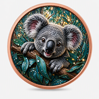 Pièces de monnaie en cuivre à haute relief 5 oz .999 Cuivre pur Pièce de monnaie ronde Koala Impression UV colorée Pièces de monnaie en cuivre