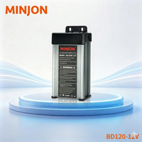 Alimentation LED à découpage MINJON IP45 étanche 120W 12V 10A à sortie unique AC-DC pour éclairage extérieur industriel 85%