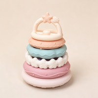 Jouet de dentition souple en forme de cercles empilables, jouet éducatif pour bébé, anneaux empilables pour bébés, ensemble de 7 anneaux de dentition
