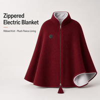 Couverture électrique portable en gros, à enfiler sur les vêtements de tous les jours, en tricot côtelé et polaire douce, idéale pour la lecture à la maison