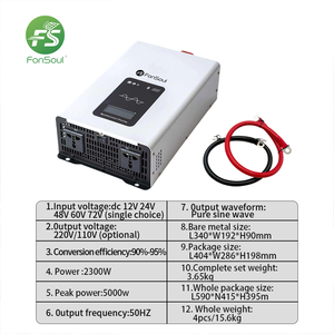 Fonsoul Onduleur <span class=keywords><strong>solaire</strong></span> monophasé à onde sinusoïdale pure 12V 24V CC vers 220V 230V CA 5000W pour voiture, <span class=keywords><strong>camping</strong></span>-<span class=keywords><strong>car</strong></span>, camion, appareils électroménagers, écran LCD - Product Image 5