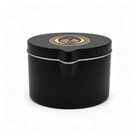 Boîte en métal ronde noire personnalisée avec bec verseur pour l'emballage et le stockage en gros de matcha, de thé vert en poudre et de grains de café