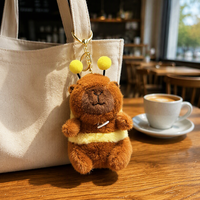 Porte-clés Capybara en Peluche, Adorable Pendentif Animal en Peluche de Dessin Animé, Breloque Douce pour Sac, Clés, Décoration de Sac à Main