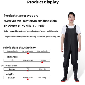Chubasqueros de PVC gruesos personalizados, impermeable <span class=keywords><strong>para</strong></span> el pecho, equipo de pesca, traje de ave zancuda, pantalones de <span class=keywords><strong>lluvia</strong></span> con botas ajustables con pechera <span class=keywords><strong>para</strong></span> actividades acuáticas - Product Image 6