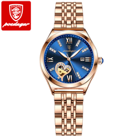 POEDAGAR Montre Femme Tendance Or Rose Acier Inoxydable Étanche Date Lumineuse Quartz Cadeau pour Petite Amie