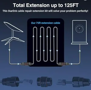 Kabel ekstensi Starlink 75ft & kabel pengganti Starlink reparasi perpanjangan kabel 50ft hingga 125 kaki transmisi Data tembaga murni