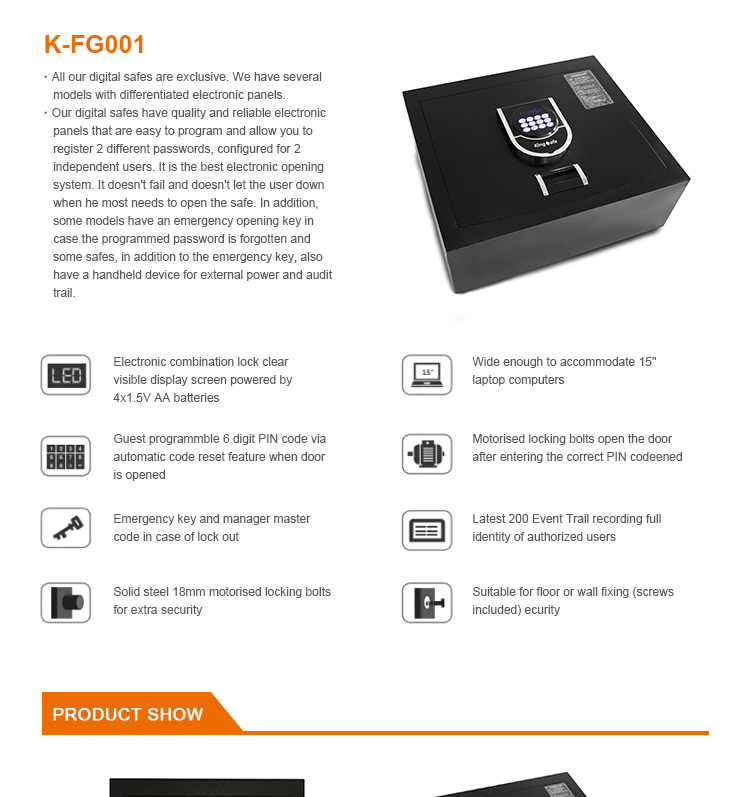 Digital Multi User Keypad Security Safe Box Laptop Size Safe Box Hotel Electronic Safe Box