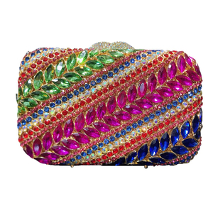 Daffgui Women Chic <b>Leaves</b> Rhinestone Clutch Evening Bag With Chain Magnetic Closure Sparkling PU Lining - Product Image 2