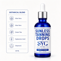 Formule de gouttes autobronzantes OEM avec mélange botanique pour un éclat naturel bronzé soleil, autobronzant visage et corps à absorption rapide
