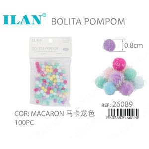 ILAN Bolita Pompom 0.8cm Couleur Macaron 100Pc Décoration Artisanale - Product Image 3