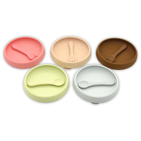 Assiettes d'apprentissage pour bébé et tout-petit en silicone antidérapantes, sans BPA, 100 % qualité alimentaire, faciles à nettoyer, avec ventouse
