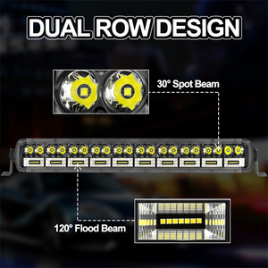 Barre lumineuse LED de travail à double rangée 20 pouces 180W à faisceau combiné <span class=keywords><strong>12V</strong></span> avec lentille chromée ou noire et faisceau de câblage automobile - Product Image 4