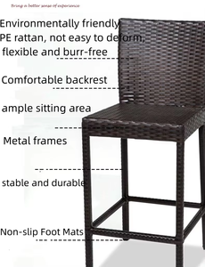 Ngoài trời Bàn và ghế mây thanh cao ghế sân thượng Patio vườn Bar ban công bảng và ghế - Product Image 6