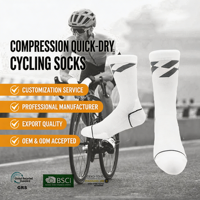 Chaussettes de cyclisme personnalisées à compression, fines, à revers, séchage rapide, respirantes, antidérapantes, évacuant l'humidité, pour le sport, OEM ODM, route