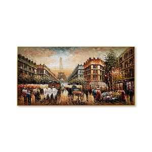 Peinture à l'huile de rue de Paris faite à la main de taille personnalisée Style abstrait classique avec des sujets de paysage et d'arbres pour la décoration intérieure - Product Image 2