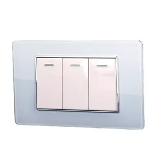 Reliable Quality 118*75 Wall Switches Tempering Glass Panel Electrical Power 3 Gang Wall Light Switch For South American Market