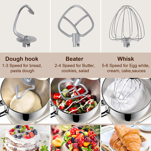 Robot de Cuisine Professionnel Multifonction 3-en-1, Pétrin Électrique 5.5L pour Pâtisserie et Pain, <span class=keywords><strong>Batteur</strong></span> Mélangeur Planétaire - Product Image 3