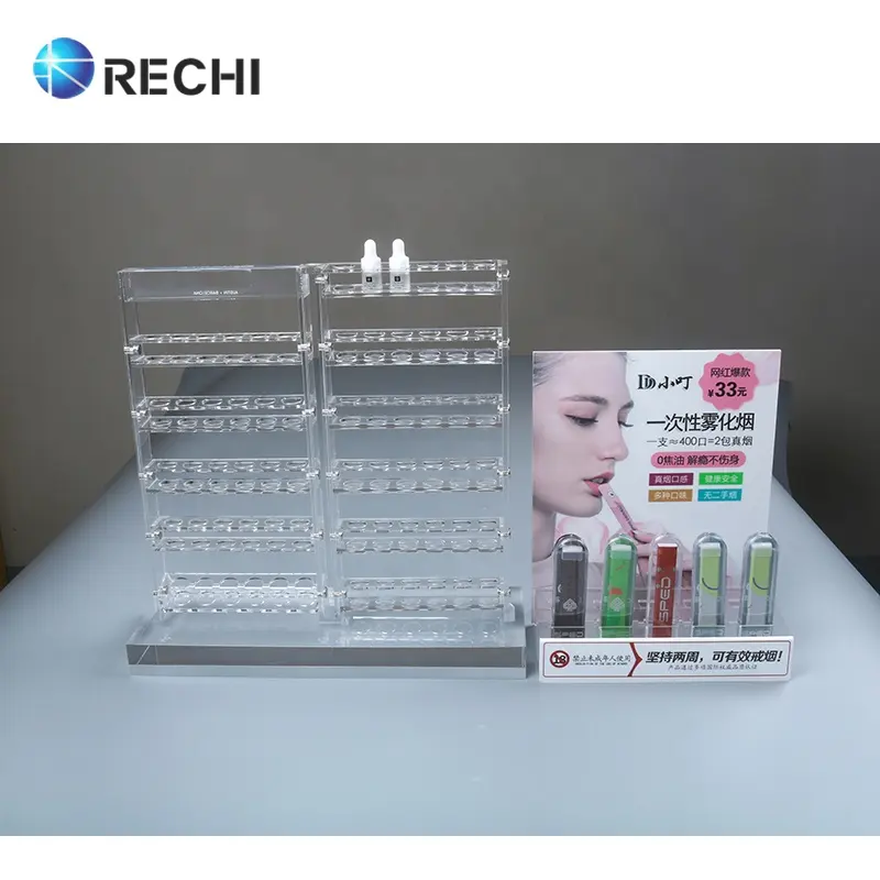 Rechi custom design & various tabletop acrylic e-cigarette merchant display rack for vape E-liquid acrylic display retail