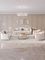 Europäisches Königliches Luxus-Villa Wohnzimmer Hochwertiges Design Gebogenes Holzsofa Couches Luxus-Design Hotel-Lobby Sofagarnituren