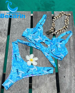 Bikini taglie forti personalizzato costume da bagno donna donna con stampa tropicale Bikini Push-up per ragazza paffuta - Product Image 5