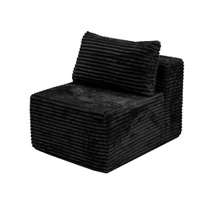 Siyah Kordonlu Modüler Tekli Koltuk Ünitesi, Oturma Odası için Serbest Kombinasyonlu Kolçaksız Kanepe Modülü - Product Image 1