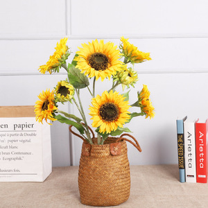 <b>Artificial</b> Sunflower <b>Bouquet</b> 9 Pieces Yellow Silk Flower High Simulation Wedding Home Decor Props - Product Image 1