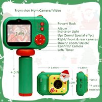 Set de Regalos de Navidad, Cámara Digital para Niños con Palo para Selfies y Juegos Divertidos, 48MP, Lente Dual, Video 1080P, Juguetes para Niños, Compatible con Tarjeta de 64G
